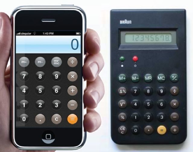 Braun calculator and iPhone calculator comparison