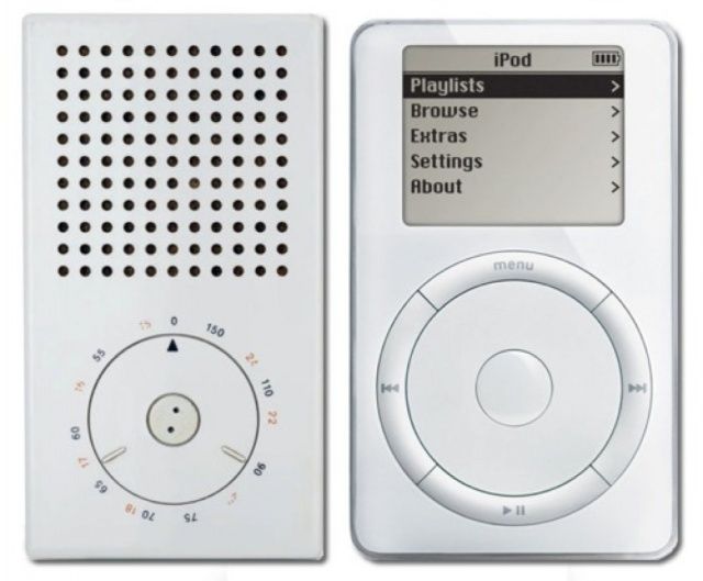 Braun T3 radio and Apple iPod comparison